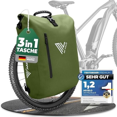 Tweedekans MIVELO – 3-in-1 Waterdichte Fietstas met Laptopvak – Olijfgroen – 20L Tweedehands