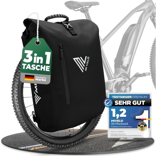 Tweedekans MIVELO – 3-in-1 Waterdichte Fietstas – Rugzak en Schoudertas – Incl. Laptopvak – 20L – Zwart Tweedehands