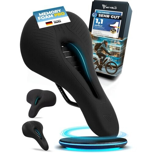 Tweedekans MIVELO Comfort Pro MTB Fietszadel – Ergonomisch – Memory Foam – Waterdicht – 28 x 14 cm – Zwart Tweedehands