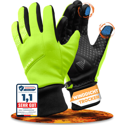 Tweedekans Mivelo fietshandschoenen voor herfst en lente – winddicht en waterafstotend – maat S – neon groen Tweedehands