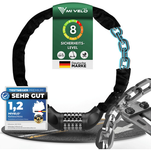 Tweedekans MIVELO Fietsketting met Cijferslot – 90 cm – Staal – Zwart – Veilig & Universeel Tweedehands