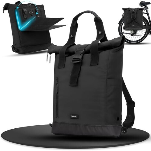 Tweedekans Mivelo Fietsrugzak & Fietstas voor Bagagedrager - 22 Liter - Waterafstotend Polyester - KLICKfix Bevestiging - Zwart Tweedehands