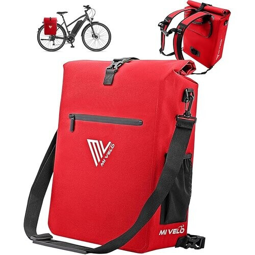 Tweedekans MIVELO Fietstas – 3-in-1 Rugzak & Schoudertas – Waterdicht & Incl. Laptopvak – 25 liter – Rood Tweedehands