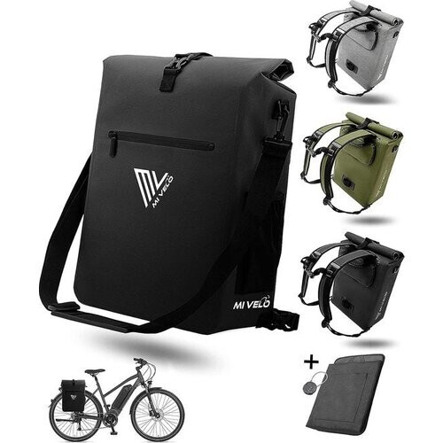 Tweedekans MIVELO Fietstas voor Bagagedrager 3-in-1 -100% waterdicht - PVC-vrij - Met afneembare laptoptas - Zwart - 25L Tweedehands