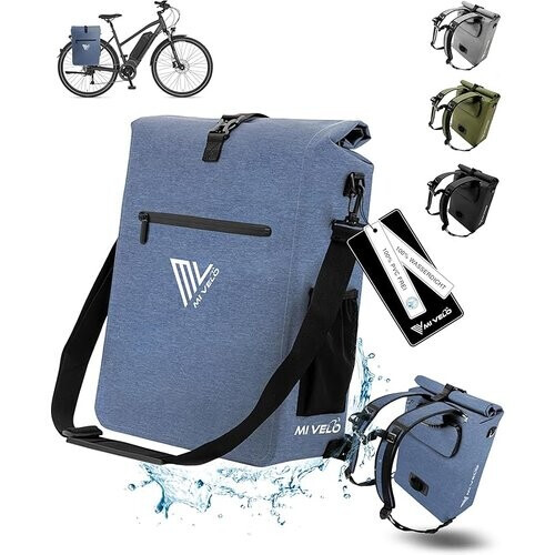 Tweedekans MIVELO fietstas voor bagagedrager - 3-in-1 bagagedragertas rugzak schoudertas - 100% waterdicht en PVC-vrij - fietstas met afneembare laptoptas Tweedehands