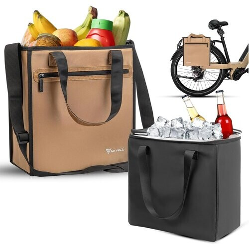 Tweedekans MIVELO Fietstas Voor Boodschappen - Inclusief Afneembare Koeltas - 25 Liter - 40 x 30 x 7 cm - Beige Tweedehands