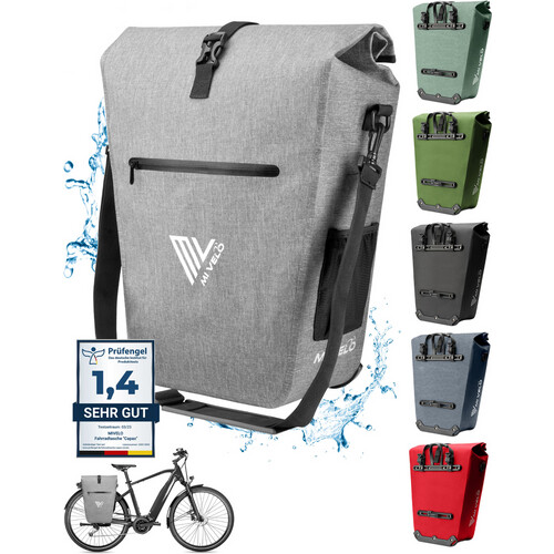 Tweedekans MIVELO Fietstas - Waterdicht - 25L - Met Laptopvak en Schouderriem - Grijs Tweedehands