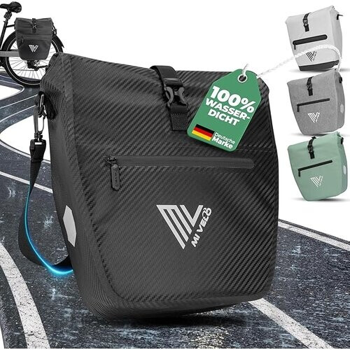 Tweedekans MIVELO Fietstas – Waterdicht & Incl. Schouderband & Laptopvak – 20 liter – Carbon Tweedehands