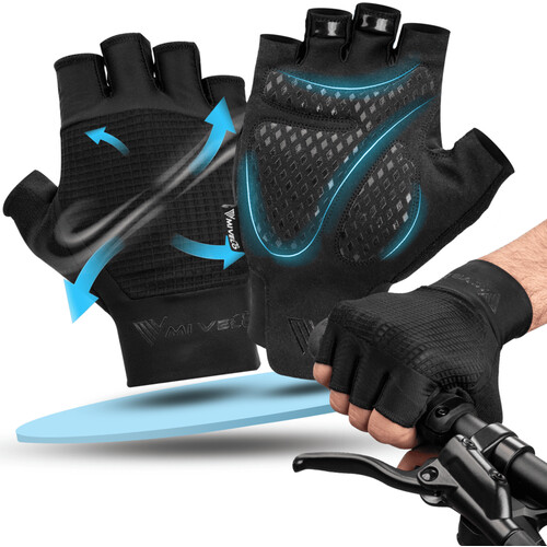 Tweedekans MIVELO Gevoerde Fietshandschoenen - Zomermodel - Ademend en Vingerloos - Sterke Grip - Zwart - Maat XL Tweedehands