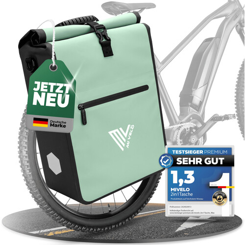Tweedekans MiVelo Max - 2-in-1 Waterdichte Fietstas voor Bagagedrager - Mint - 25 L Tweedehands