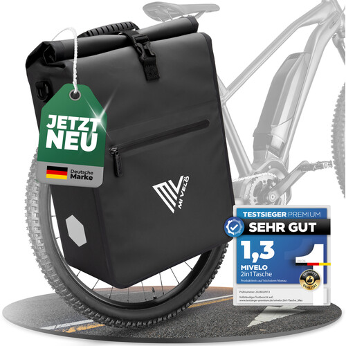 Tweedekans MiVelo Max - 2-in-1 Waterdichte Fietstas voor Bagagedrager - Zwart - 25 L Tweedehands