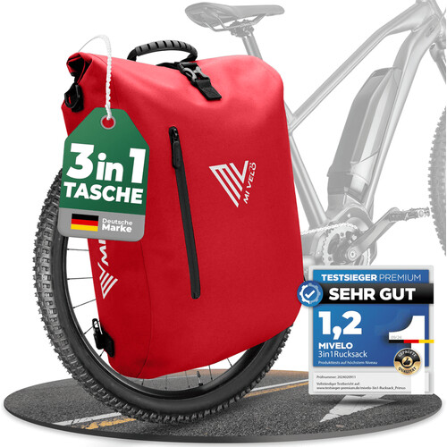 Tweedekans Mivelo PRIMUS - 3-in-1 Waterdichte Fietstas met Laptopvak - Rood - 20 L Tweedehands
