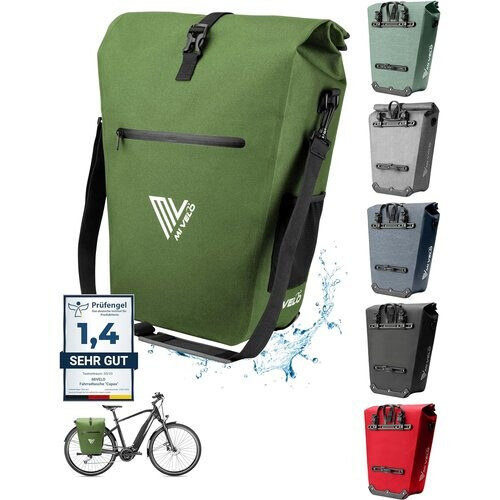 Tweedekans MIVELO Waterdichte Fietstas - Met Laptopvak en Schouderriem - 25L - Olijfgroen Tweedehands