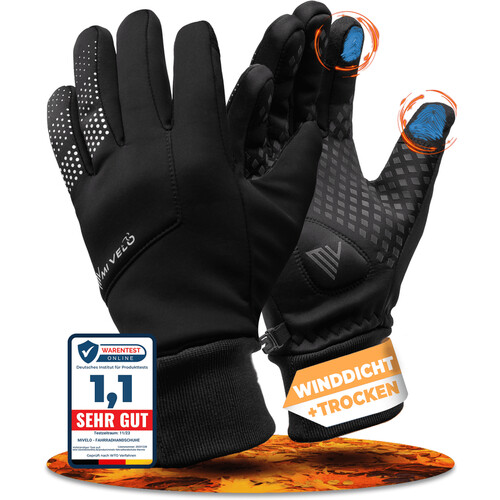 Tweedekans MiVelo Fietshandschoenen – Winddicht & Waterafstotend – Unisex – Zwart – M Tweedehands