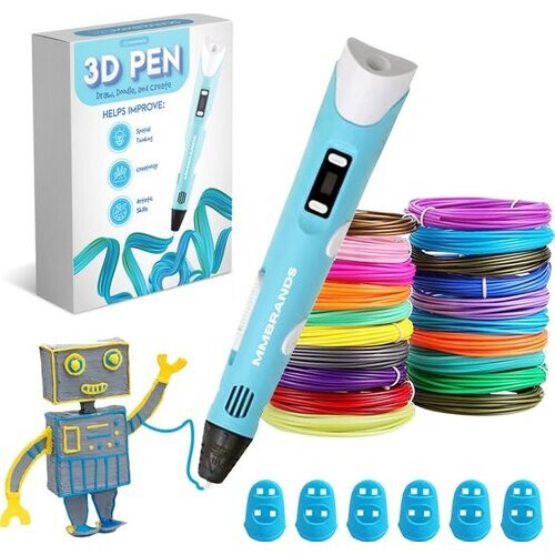 Tweedekans MM Brands 3D Pen Starterspakket - Inclusief 100m Filament in 10 Kleuren - Extra Lange Laadkabel - Geschikt voor ABS & PLA Filament - Blauw Tweedehands