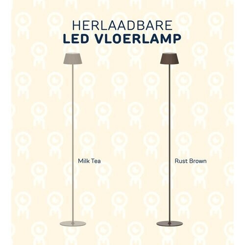 Tweedekans Mmoods Draadloze LED Vloerlamp - Roest Bruin - Oplaadbaar met USB-C - Touch Bediening - Warm Wit Licht - Geschikt voor Binnen en Buiten - IP44 Waterdicht Tweedehands