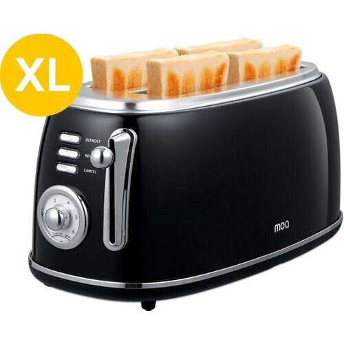 Tweedekans MOA Retro Broodrooster XL - 6 Warmteniveaus - 4 broodjes tegelijkertijd - 1500W - Reheat en Ontdooi-functie - Zwart - T5B Tweedehands