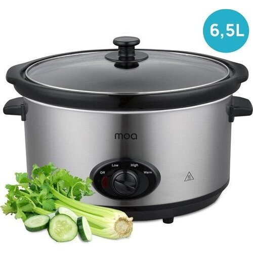 Tweedekans MOA Slowcooker - 6,5 liter - Keramische Binnenpan - Zilverkleurig - SC65 Tweedehands