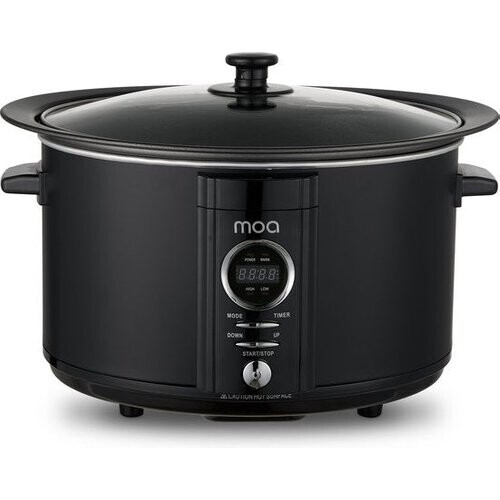 Tweedekans MOA Slowcooker met Timer - 6,5L - Ø 24,5cm - Aluminium Binnenpan - Doorzichtige Deksel - 3 Warmtestanden - Vaatwasserbestendig - BPA-Vrij - Zwart Tweedehands
