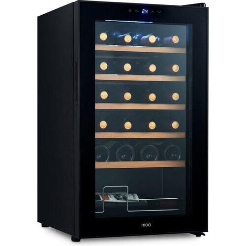 Tweedekans MOA Wijnkoelkast – Met Houten Planken & Touchscreen – 63 liter – 43 x 45 x 78 cm – Zwart Tweedehands