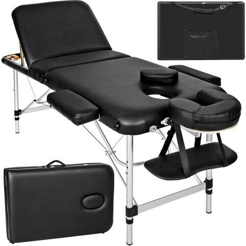 Tweedekans Mobiele Aluminium Massagetafel 3 Zones - Zwart - behandeltafel - behandelbank – incl. opbergtas – opvouwbaar Tweedehands