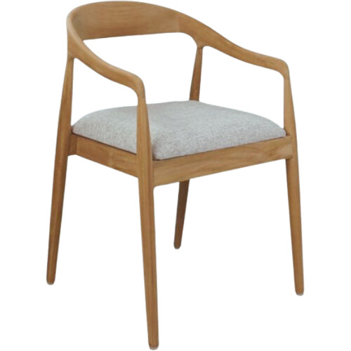 Tweedekans Modena Eetkamerstoel – Voorzien Van UV-bestendige Zitting En Stevige Constructie En Rugleuning – Voor Binnen En Buiten – Teakhout En Stof – 55 x 41 x 78 cm Tweedehands
