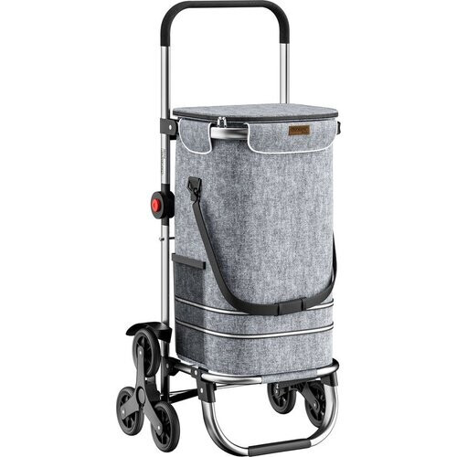 Tweedekans Monzana 2in1 Boodschappentrolley 30kg Inklapbaar Afneembare Tas 6 wielen Grijs Tweedehands