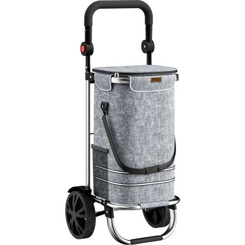Tweedekans Monzana 2in1 Boodschappentrolley – 56L tot 50kg Afneembare Tas – Grijs Tweedehands