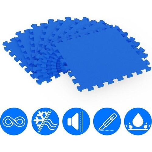 Tweedekans Monzana 32x Vloerbeschermer - 45x45cm Antislip Uitbreidbaar - Blauw Tweedehands