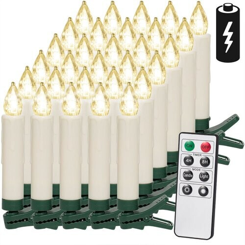 Tweedekans Monzana Kerstverlichting - Kerstboomkaarsen 30 x MET afstandsbediening & timer - LED- warm wit Tweedehands