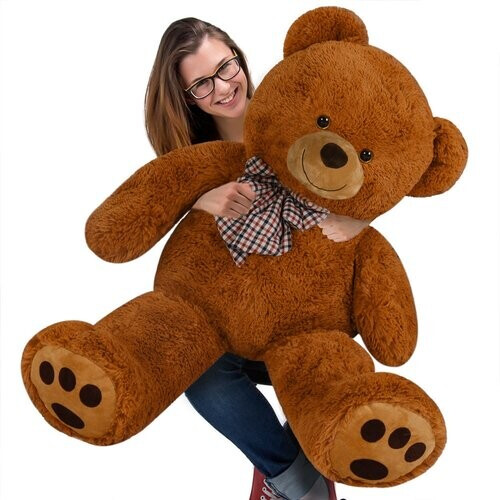 Tweedekans Monzana Knuffelbeer XL - 100cm Staand Pluch - Bruin Tweedehands