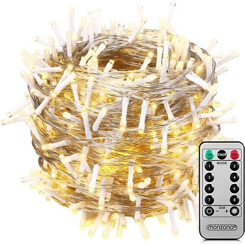 Tweedekans Monzana Lichtsnoer 200 LEDS – Afstandsbediening Timer – Warm Wit Tweedehands