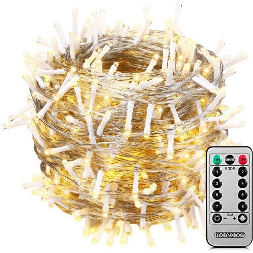 Tweedekans Monzana Lichtsnoer 600 LEDS – Afstandsbediening Timer – Warm Wit Tweedehands