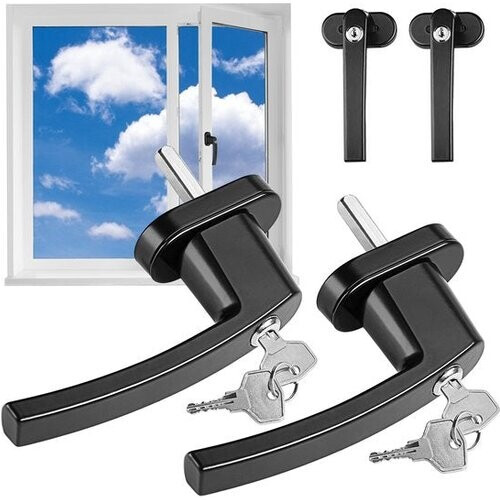 Tweedekans Monzana - Raamsluiting 2x - Afsluitbaar Slot Pin Lengte 35mm Zwart Tweedehands