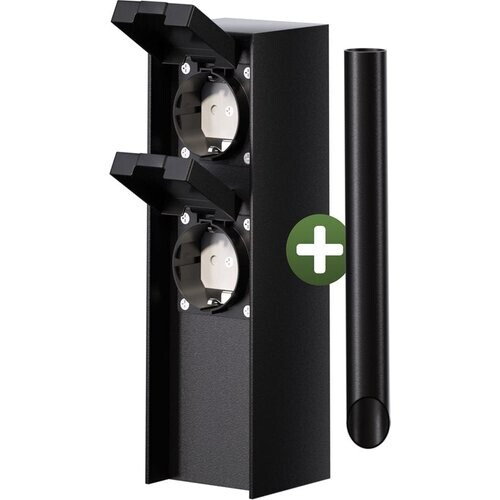 Tweedekans Monzana Stekkerdoos 2voudig - IP44 Metaal & Spike – Zwart Tweedehands