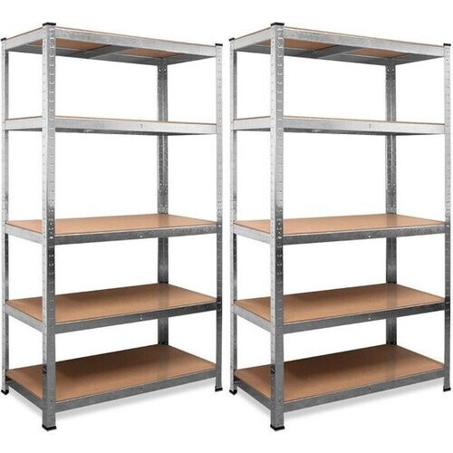Tweedekans Monzana Stellingkast Set van 2 - 5 planken 175x75x30cm 350kg - Zilver Tweedehands