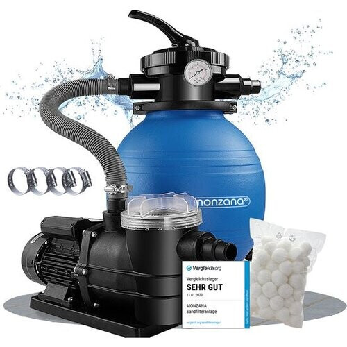 Tweedekans Monzana Zandfiltersysteem – 9600L/U 25 Litertank – 1000g Filterballen Tweedehands