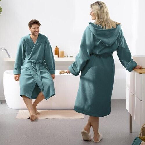 Tweedekans Moodit Badjas Reese, Artic Blauw - M - Unisex - Katoen/Polyester Tweedehands