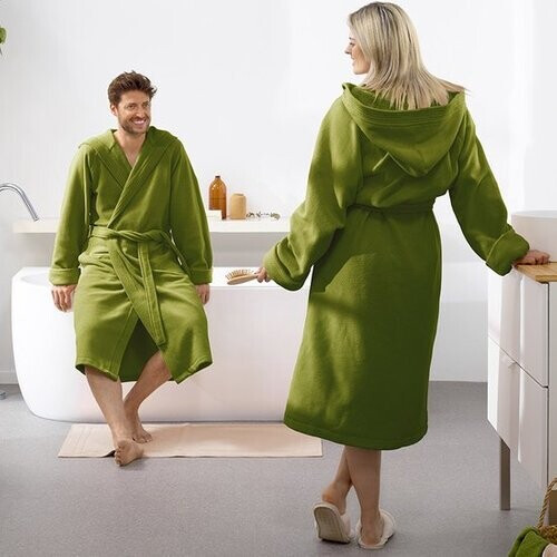 Tweedekans Moodit Badjas Reese, Cactus groen - XXL - Unisex - Katoen/Polyester Tweedehands