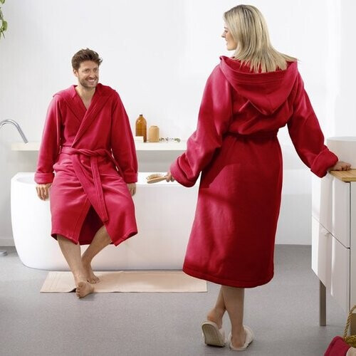 Tweedekans Moodit Badjas Reese, Donker Rood - L - Unisex - Katoen/Polyester Tweedehands