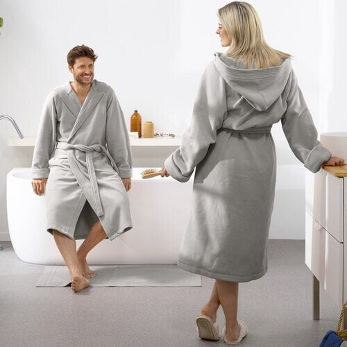 Tweedekans Moodit Badjas Reese, Zilver - L - Unisex - Katoen/Polyester Tweedehands