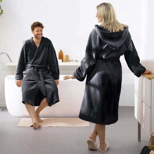 Tweedekans Moodit Badjas Reese, Zwart - XXL - Unisex - Katoen/Polyester Tweedehands
