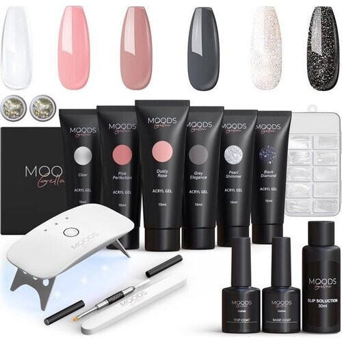 Tweedekans Moods Gellac - Luxe Polygel Set - Polygel Nagels Starterspakket - Inclusief UV LED lamp - 6 Kleuren - Neutral Shine Tweedehands