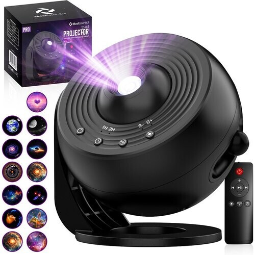 Tweedekans MostEssential Projectorlamp PRO Edition 12-in-1 Galaxy Projector - Ø 11.8 cm - Kleur: Zwart Tweedehands