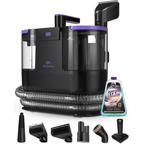 Tweedekans Motionflow Tapijtreiniger PRO – Stoomfunctie tot 100°C – 1700W  - Zwart - Incl Opzetstukken Tweedehands