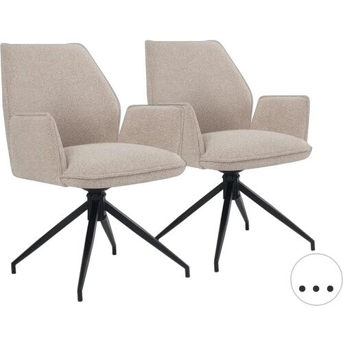 Tweedekans multifurn eetkamerstoel Jill - draaibaar - stof taupe - duopack Tweedehands