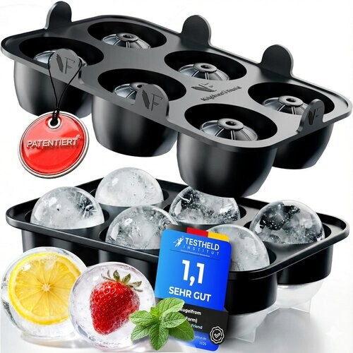 Tweedekans Neighbour's Friend - Gepatenteerde XXL ijsblokjesvorm Platinum - ronde grote ijsblokjesvorm voor cocktails, gin & dranken - 6 ijsballen, vaatwasmachinebestendig Tweedehands