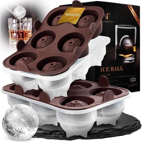 Tweedekans Neighbour's Friend XXL Ronde Ijsblokjesvorm – Platina Siliconen – 12 Ijsballen – Vaatwasmachinebestendig Tweedehands