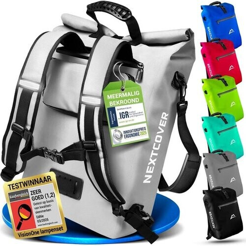 Tweedekans Nextcover 3in1 Fietstas Enkel voor Bagagedrager [PVC vrij] | Waterdichte Fietstas, Rugzak en Schoudertas 25L | Ideaal voor Laptop en Wekelijkse Aankopen | Fiets Tas Enkele | Fietstassen Tweedehands