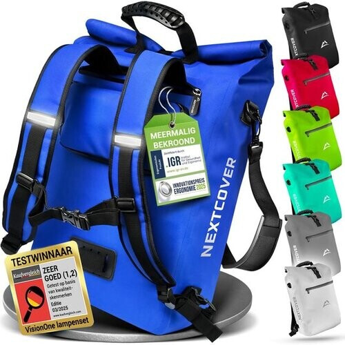 Tweedekans Nextcover 3in1 Fietstas Enkel voor Bagagedrager [PVC vrij] | Waterdichte Fietstas, Rugzak en Schoudertas 25L | Ideaal voor Laptop en Wekelijkse Aankopen | Fiets Tas Enkele | Fietstassen Tweedehands